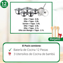 CocinaOn Pack Completo de Ollas 12 piezas + 3 Utensilios