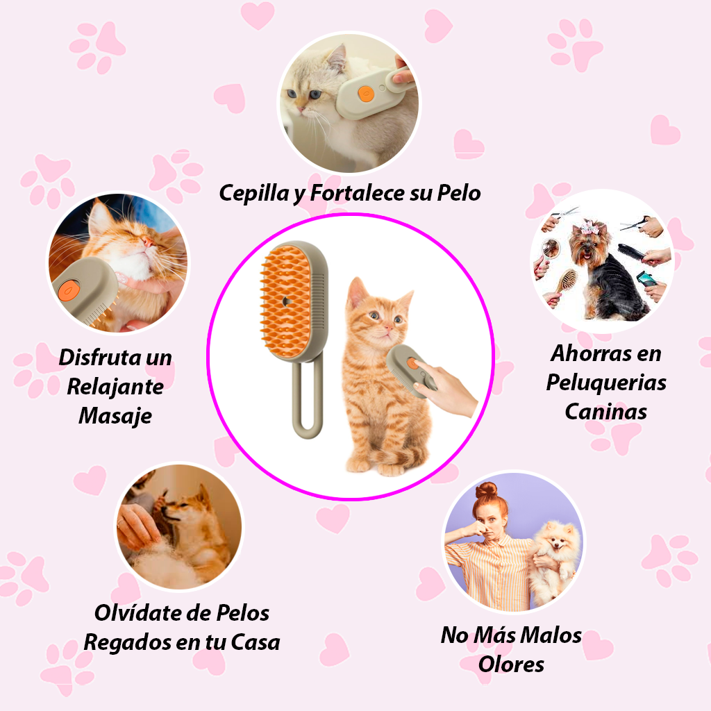 FurClean 360 – Cepillo de Vapor 3 en 1 | Elimina 95% del Pelo Muerto