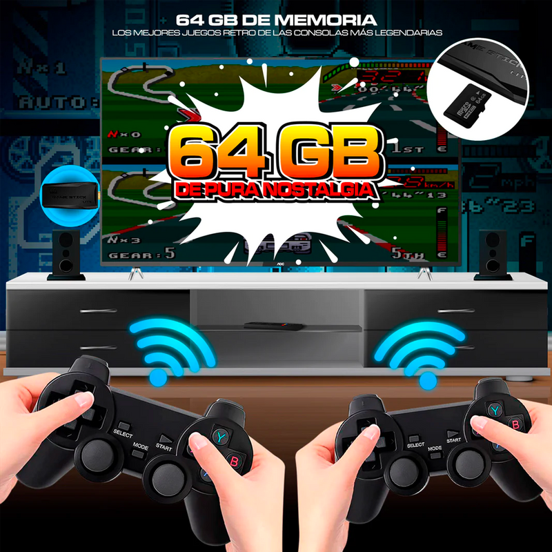 Game Stick Retro 4K - Con 10.000 Juegos + 2 Mandos de Regalo