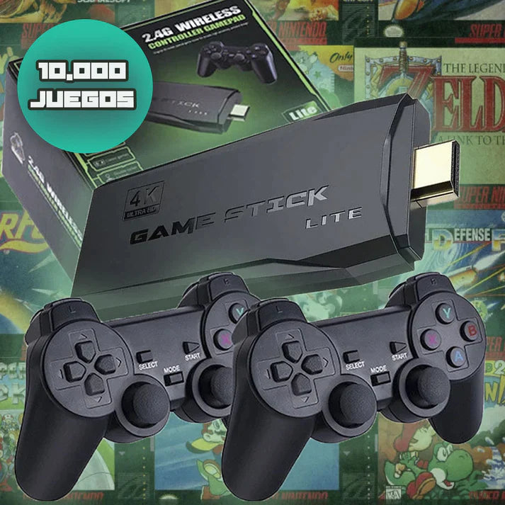 Game Stick Retro 4K - Con 10.000 Juegos + 2 Mandos de Regalo