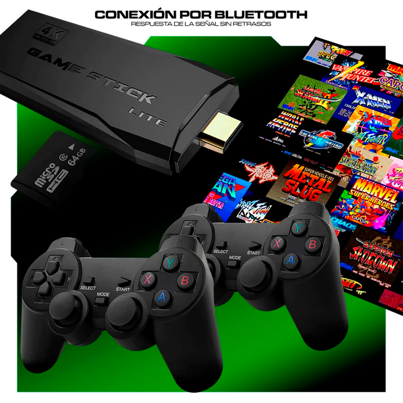 Game Stick Retro 4K - Con 10.000 Juegos + 2 Mandos de Regalo