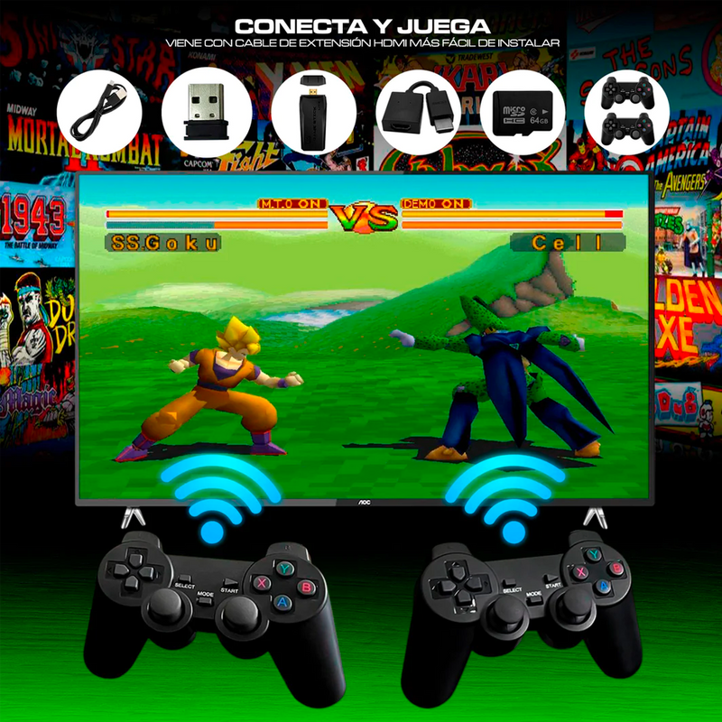 Game Stick Retro 4K - Con 10.000 Juegos + 2 Mandos de Regalo